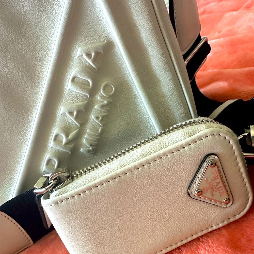 Triangle Prada white bag leather